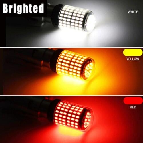 1PCS 1156 BA15S P21W BAU15S PY21W 7440 W21W Canbus Super Bright LED Bulbs 3 Colors Car Brake Reverse Lamp Turn Signal Light
