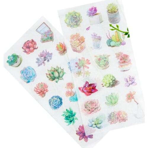 15packs/lot succulent plant series decorative scrapbooking stickers bubble sticky label decorative for diary album wholesale
