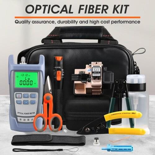 16PCS/set FTTH Fiber Optic Tool Kit with New Fiber Optical Cutter and 10mW Visual Fault Locator Stripper Tool