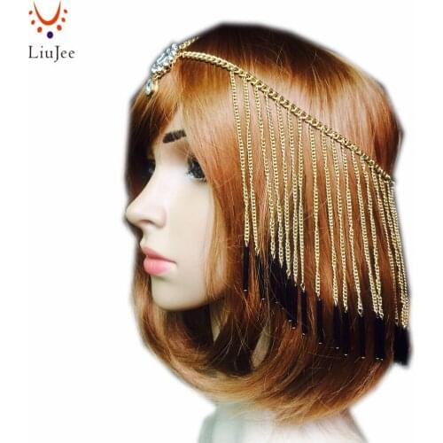 2 Colors Luxury Fashion Women Punk Multi Layer Metal Head Chain Jewelry Forehead Headband Hair Piece Body Jewelry KD001
