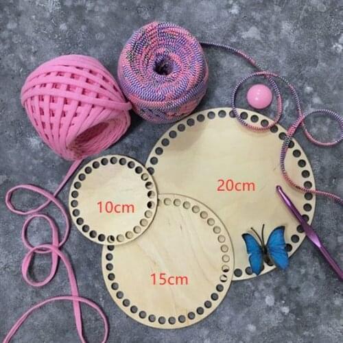 3pcs /Lot Mixed Size Round Wooden Basket Bottom Crochet Base Knitting Blank Wood Supplies
