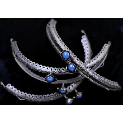 40PCS 12.5cm Ruffled Arch Purse Bag Frames Metal Kiss Clasps Clutch Buckle Lock Blue Lotus Head Handbag Handle Luggage Hardware