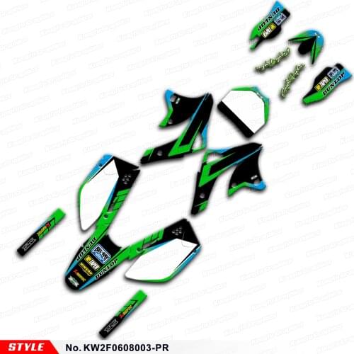 Aftermarket Custom Motorbike Stickers Vinyl Decals Backgrounds for KX 250F KX 450F 2006 2007 2008, Style No.KW2F0608003-PR