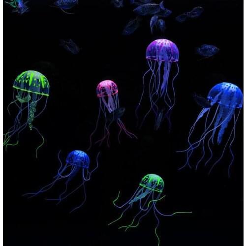 Aquarium Artificial Swim Glowing Effect Jellyfish Decoration Fish Tank Underwater Live Plant Luminous Ornament Aquatic Landscape