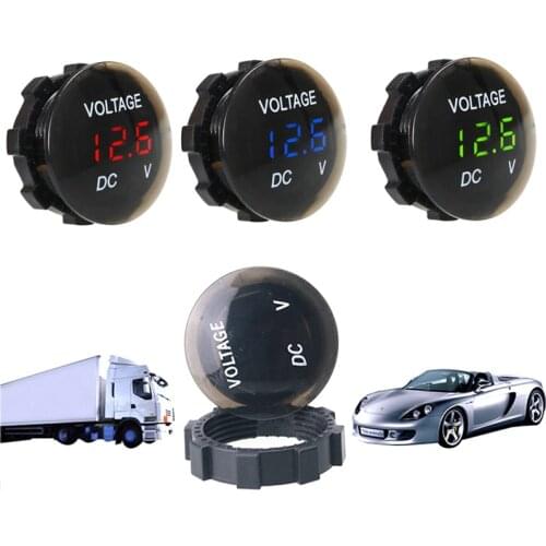 Car Motorcycle Voltmeter Waterproof Round Auto Voltage Meter with Touch Switch DC 12-24V LED Digital Voltmeter for Car Auto