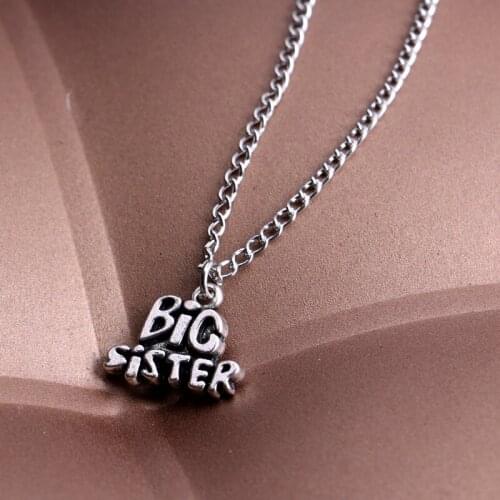Big Sister Pendant Letter Necklace Heart Love Long Chain Family Friends Friendship Women Girls Charm Jewelry Gifts Christmas
