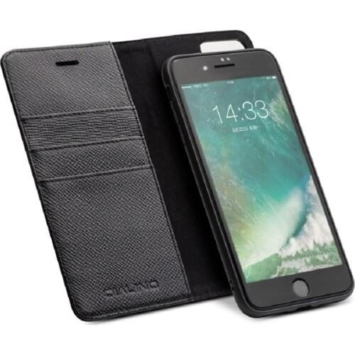 QIALINO Genuine Leather Luxury Phone Back Case for iPhone 8 Stents Card Slot Flip Cover for iPhone 8 Plus for 4.7/5.5 inches