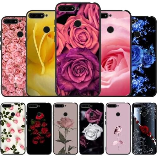 Rose flower black Silicone Phone Case For honor 30 20 Pro 8 8X 9 10 20 Lite Mate 10 20 30 Lite Pro cover