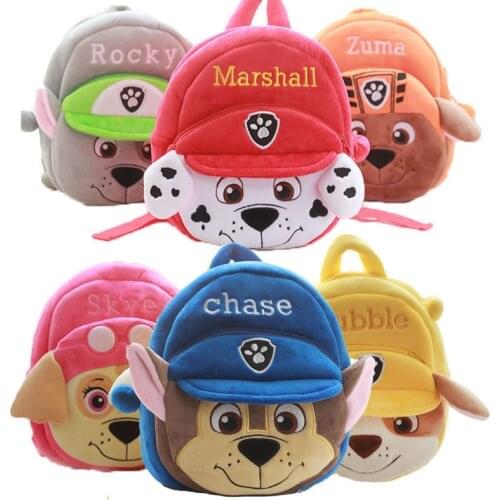 Paw patrol anime Dog Cute Cartoon Plush Toy Bag Kindergarten Boy Girl Baby Backpack pat patrouille birthday Children Toys Gift