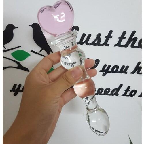 Nice Pink Heart high-grade Crystal Beads Dildo Glass Craft Exquisite packaging Anal Plug Smooth Surface Glass Penis Adult sextoy