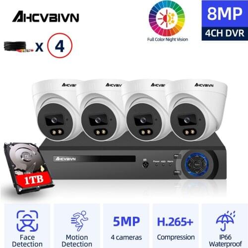 5MP CCTV DVR Camera Security System Kit 4 Channel Outdoor Home Dome Video Surveillance 4 Cameras System Set XMEYE H.265 ONVIF 4K