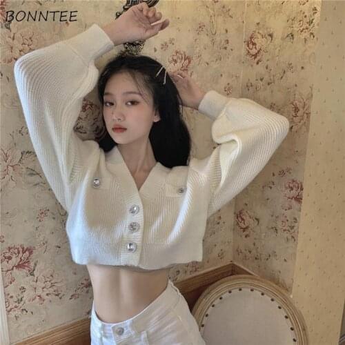 Cardigan Women Long-sleeve Straight Spring Single-breasted Striped Button Fashion All-match Cropped Chic Ulzzang Sexy Lovely BF