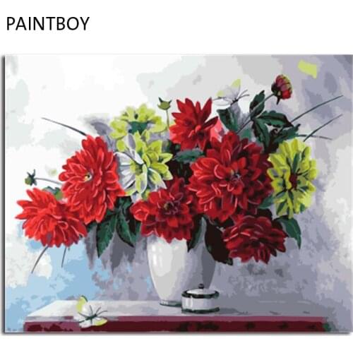 PAINTBOY Framed Pictures Flowers DIY Oil Painting Painting By Numbers Hand Painted On Canvas Home Decor
