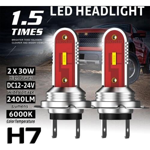 2PCS LED Car Headlight Kit H7 60W 5050 CSP 2400LM 6000K White 60W Waterproof Dustproof Car Accessories Auto No Delay Lighting