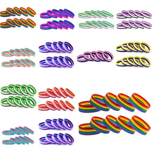 LGBT Pride Rainbow Pansexual Asexual Genderqueer Bisexual Wristband Jewelry Silicone Bracelet SLP-0000