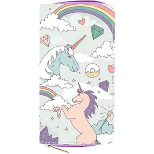 2018 New Horse Head Design Fashion Pu Long Wallets Lady Zipper Leather Rainbow Star Phone Purse Bag for Kids Women Dropshopping