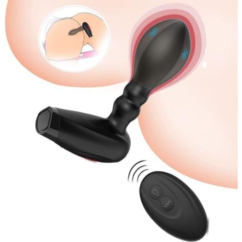 Huge Inflatable Wireless Remote Control Remote Control Prostate Massager Vibrator 10 Speed Vibrating Anal nflatable Expansion