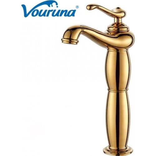 2018 Wholesale Royal Golden Vessel Faucet Exclusive Countertop Bathroom Vanity Basin Sink Tap