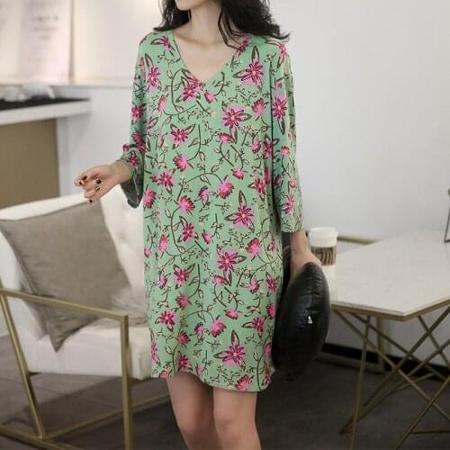 Pajamas Autumn new nightdress printed thin loose fat pajamas lingerie modis night dress gecelik plus size women lenceria vintage
