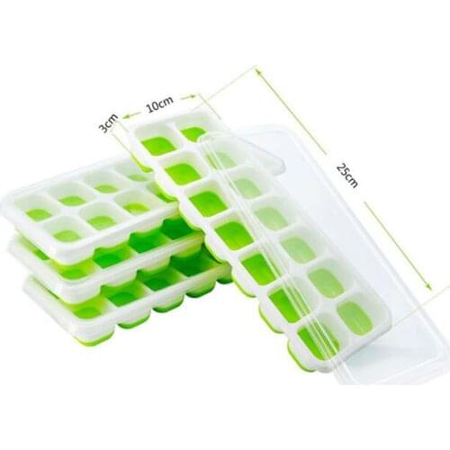 Food Grade Easy-Release Silicone and Flexible 14-Ice Trays with Spill-Resistant Removable Lid Ice Cube Trays 5pcs/pack