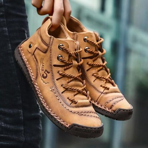 Leather Men Casual Shoes British Style Comfortable Men Fashion Walking Shoes Big Size Brown Black Man Soft Flat Footwear