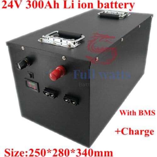 Waterproof lifepo4 24v 300Ah battery pack 2 USB ports lithium electric scooter ebike Solar energy Wheel Chair + charger