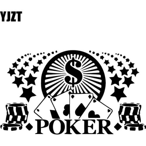 YJZT 11CM*19.1CM Handsome Cool Poker Entertainment Pattern Hot Car Vinyl Sticker Black/Silver C30-0349
