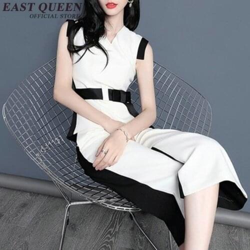 Elegant Patchwork Two-piece Suit Elastic Waist Women Summer Suits Female Summer Pantsuits NN0570 HE