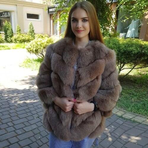 Women Fur Coat Real Fox Jacket Winter Genuine Fox Fur Coat Winter Warm Thick Fur Overcoat High Quality