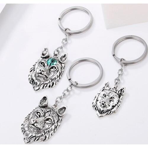 1pcs Fashion Metal Animal Wolf Head Keychain Lovely Friend Fashion Key Holder Keyring Gift Jewelry