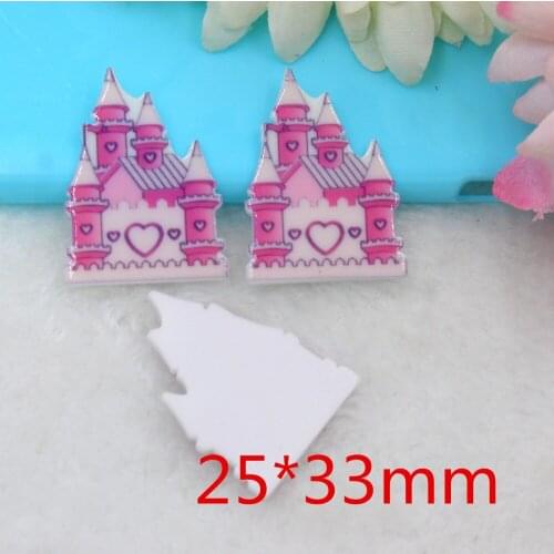 10pcs/lot flatback resin cabochons accessories DIY planar resin castle in pink color