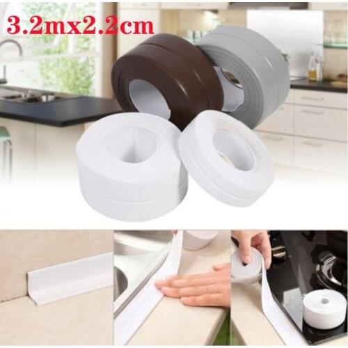 3.2M Bathroom Shower Sink Bath Caulk Tape PVC Waterproof Wall Sticker Self Adhesive Wall Tape for Kitchen Bathroom Stickers
