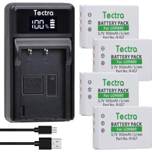 4PCS 950mAh R-IG7 Battery+USB Charger for Logitech Harmony LOH880 900 720 850 880 885 890 Pro H880 Universal Remote