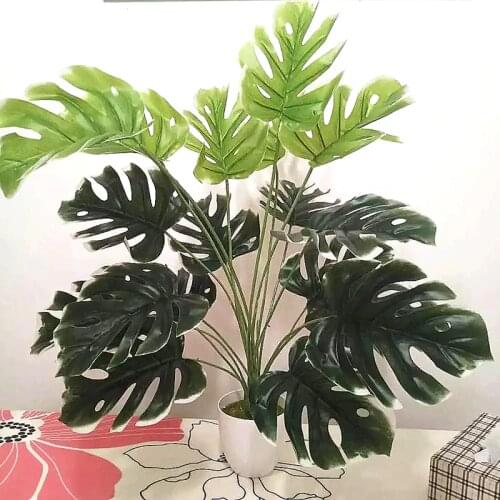 80CM18 Leaf Artificial Big palm Tree Branch Tropical Green Plants Rare Monstera Bunch Store Flower Hotel Office Home Decoration