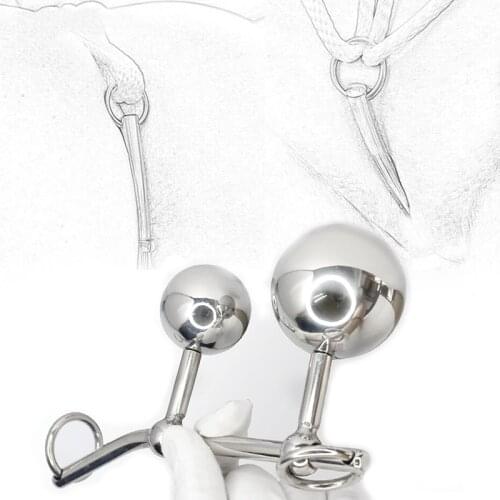 Anal Vagina Double Ball Plug In Steel Chastity Belts Rope Hook Sex Toy For Women And Men Locking Chastity Belt Adult Products
