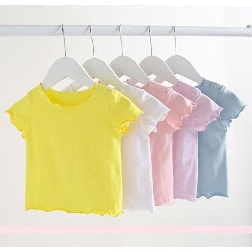 Children T shirts Kids Summer Clothes Girls Tops Pullovers for Baby Girl Short Sleeve T-Shirts beach 66~100 tshirt solid