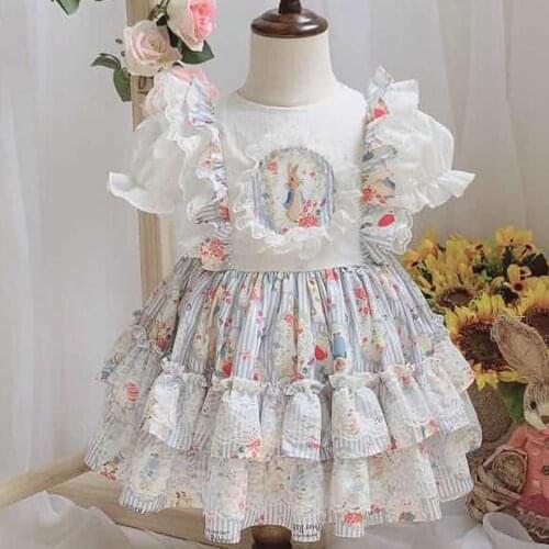 Baby GIrl Summer Lace stitching Turkey Vintage Spanish Lolita Princess Ball Gown Dress for Girl Easter Birthday Party dress