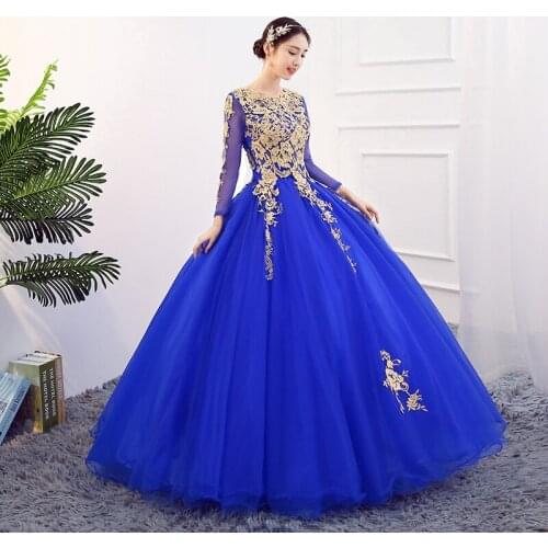 Wedding dress student art test bel canto solo host photo studio photo stage performance neat Pengpeng skirt long