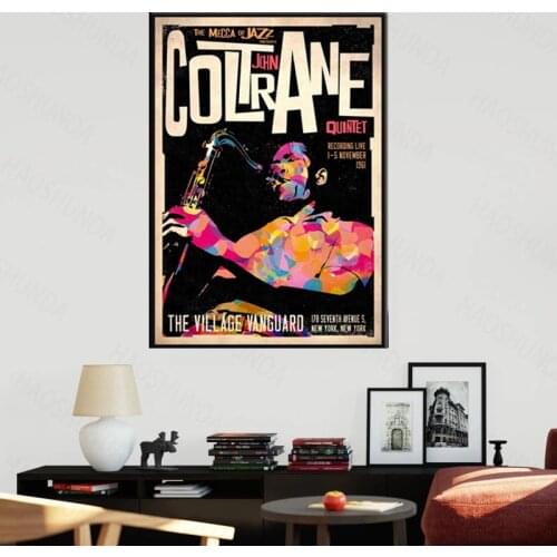 John Coltrane Retro Style Music Star Oil Painting Poster Prints Canvas Wall Picture For Home Room Decor with frame