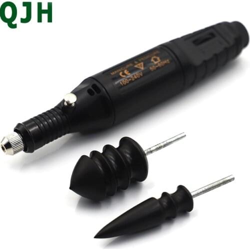 Electric Polished Round Edge Trimming Slicker Flat / Pointed Sandalwood Electric Polishing Pen Leathers Craft Tool Tip Burnisher