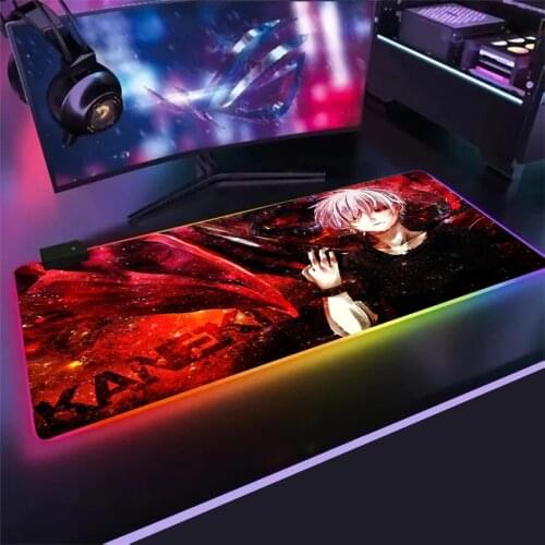 Tokyo Ghoul RGB Gaming Mouse Pad Large Computer Mouse Pad Anime Mousepad Backlight Mause Pad Carpet Keyboard Desk Mat
