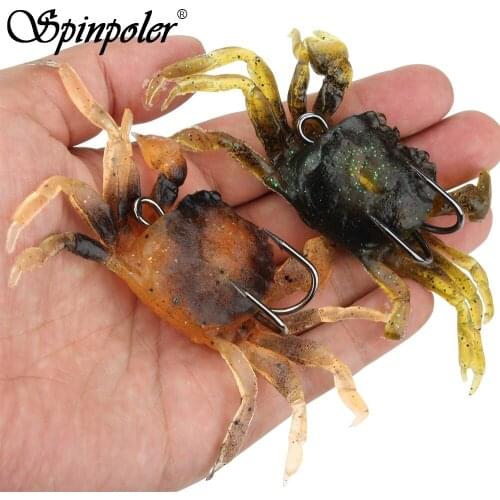 Spinpoler Crab Hook,Artificial Crab Lure Bait 3D Simulation Soft Fish Bait Fishing Lure for Bass Trout Fishing Tackle Accessorie