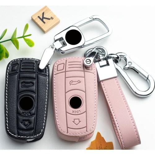 Leather Car Remote key Fob Smart key Shell Cover Case Holder For BMW E90 E91 E60 E87 E92 E89 1 5 3 6 Series Styling Accessories