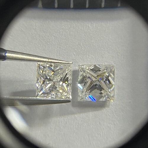 Meisidian 4x4mm-14x14mm Princess Cut Square Moissanite Diamonds VVS1 White D Color Lab Loose Stone