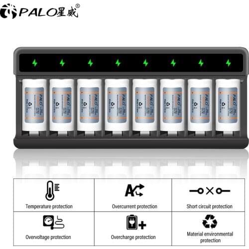 PALO 3.7V Li-ion 16340 16350 Battery CR123A Rechargeable Batteries For Laser Pen LED Flashlight + Universal Battery Charger
