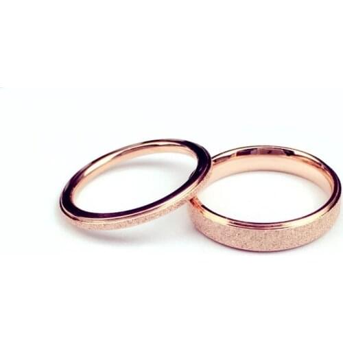 MANGOSKY 2-6mm Rose Gold Brush Finish Titanium Stainless Steel Ring Engagement Wedding Charm Rings Men Women Couples Tail Ring