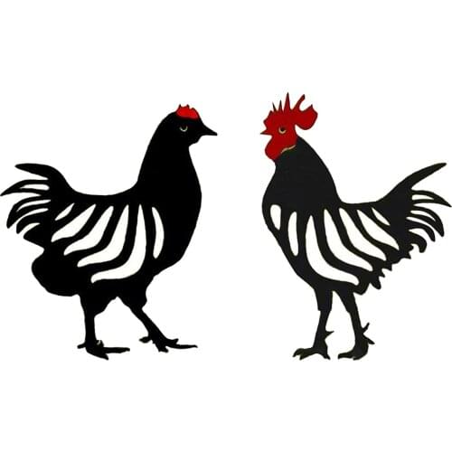 Metal Hen Rooster Garden Statues Animal Silhouette Stake Garden Art Decorative Garden Stakes Yard Ornaments