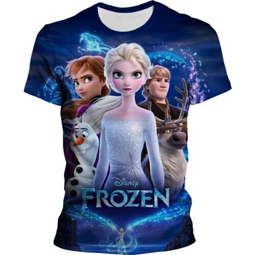 Disney Frozen Mens Clothes Summer 3D Print Cartoon Anime Women T-shirt Short Sleeve Streetwear Casual Boy Girl Kids Tee Shirt