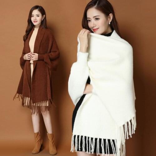 ZJZLL 2021 New Loose Mink Velvet Solid Color Knit Cape Jacquard Sueters De Mujer Wrap Free Size Cloak Womens Clothing Ponchos