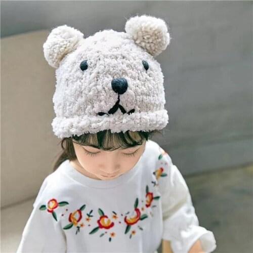 New Cute Bear Baby Earmuffs Hats Winter Velvet Warm Infant Caps Cartoon Soft Beanie Cap for Baby Boys Girls Hats Photography
